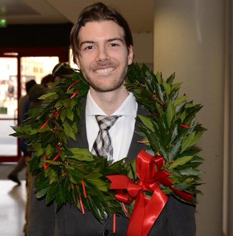 Piercarlo wearing the laurel wreath, MSc graduation, University of Padova